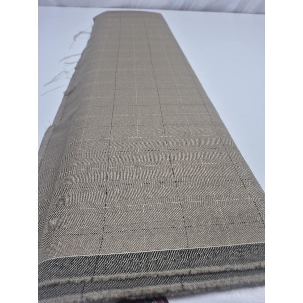 Fintes Newcastle Wool Suiting Fabric Beige Herringbone Italy 5 Yd Tailoring